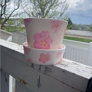 Floral Pink and White Planter Pot